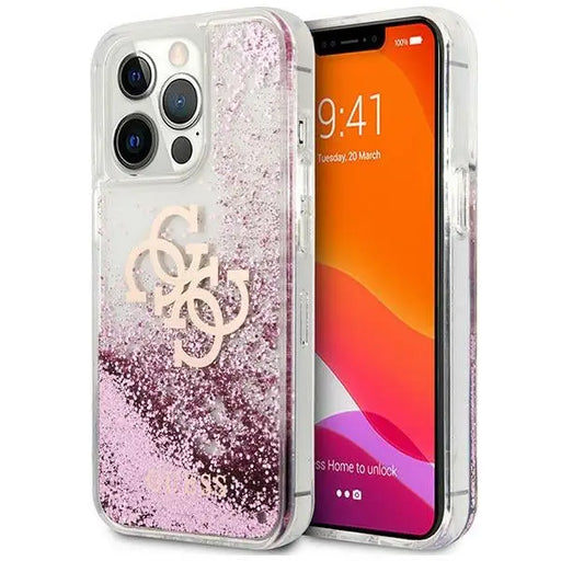 Guess GUHCP13XLG4GPI iPhone 13 Pro Max 6.7’’ pink/pink hardcase 4G Big Liquid Glitter - Cell phone cases