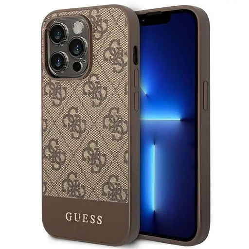 Guess GUHCP14LG4GLBR iPhone 14 Pro 6.1’’ brown/brown hard case 4G Stripe Collection - Cell phone cases