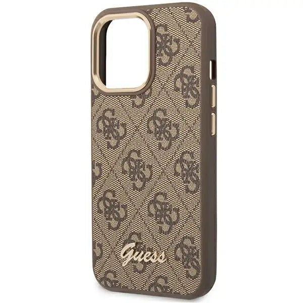 Guess GUHCP14LHG4SHW iPhone 14 Pro 6.1 ’brown / brown hard case 4G Vintage Gold Logo - Cell phone cases