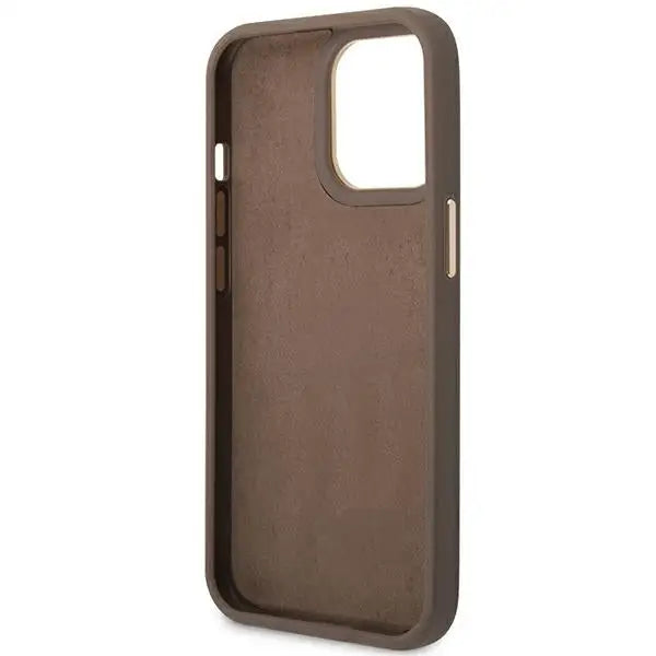 Guess GUHCP14LHG4SHW iPhone 14 Pro 6.1 ’brown / brown hard case 4G Vintage Gold Logo - Cell phone cases