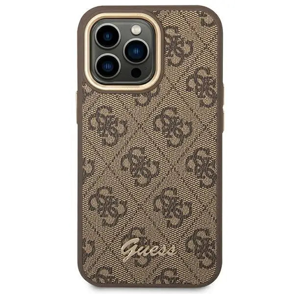Guess GUHCP14LHG4SHW iPhone 14 Pro 6.1 ’brown / brown hard case 4G Vintage Gold Logo - Cell phone cases