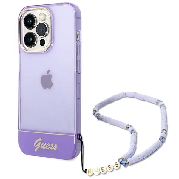 Guess GUHCP14LHGCOHU iPhone 14 Pro 6.1’’ purple/purple hardcase Translucent Pearl Strap - Cell phone cases