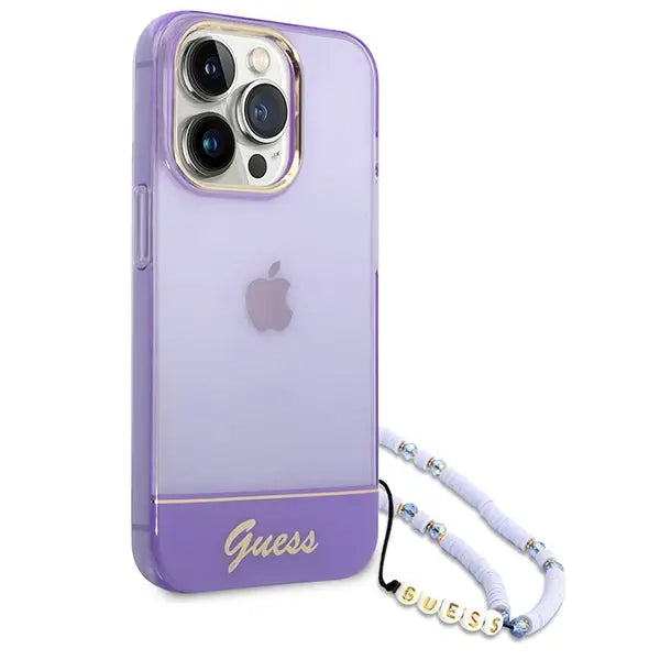 Guess GUHCP14LHGCOHU iPhone 14 Pro 6.1’’ purple/purple hardcase Translucent Pearl Strap - Cell phone cases