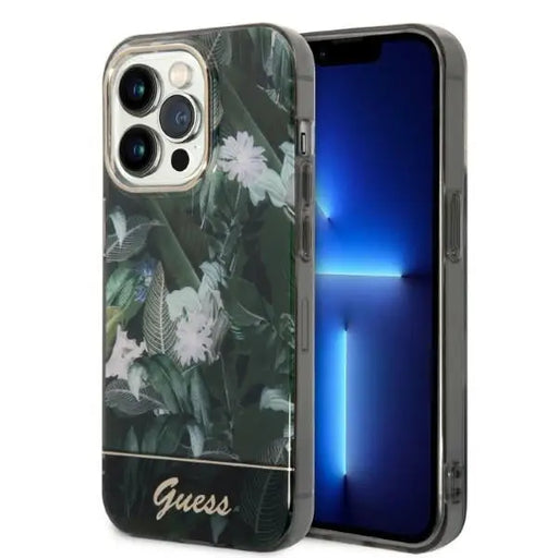 Guess GUHCP14LHGJGHA iPhone 14 Pro 6.1’’ green/green hardcase Jungle Collection - Cell phone cases