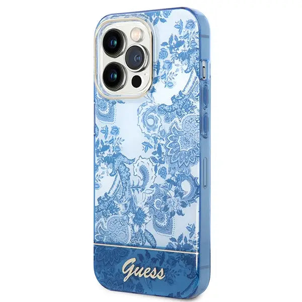 Guess GUHCP14LHGPLHB iPhone 14 Pro 6.1’’ blue/blue hardcase Porcelain Collection - Cell phone cases