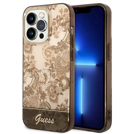Guess GUHCP14LHGPLHC iPhone 14 Pro 6.1’’ ocher hardcase Porcelain Collection - Cell phone cases and covers<<<HurtelXML
