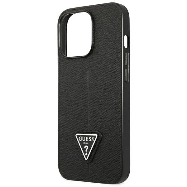 Guess GUHCP14LPSATLK iPhone 14 Pro 6.1’’ black/black hardcase SaffianoTriangle Logo - Cell phone cases