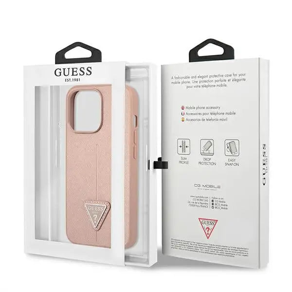 Guess GUHCP14LPSATLP iPhone 14 Pro 6.1 ’pink / pink hardcase SaffianoTriangle Logo - Cell phone cases
