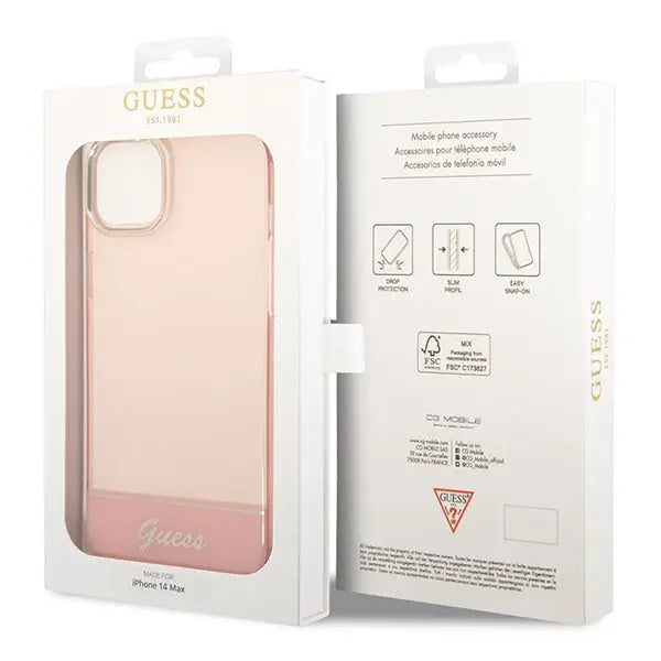 Guess GUHCP14MHGCOP iPhone 14 Plus 6.7 ’pink / pink hardcase Translucent - Cell phone cases and covers<<<HurtelXML