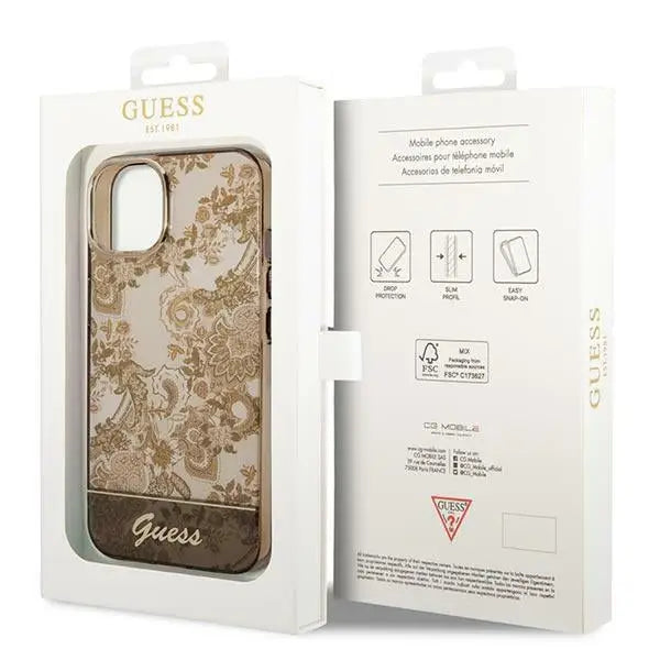 Guess GUHCP14MHGPLHC iPhone 14 Plus 6.7’’ ocher hardcase Porcelain Collection - Cell phone cases and covers<<<HurtelXML