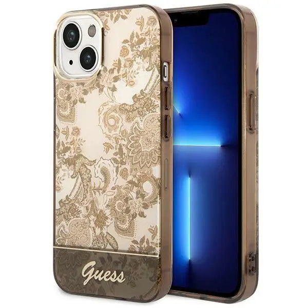 Guess GUHCP14MHGPLHC iPhone 14 Plus 6.7’’ ocher hardcase Porcelain Collection - Cell phone cases and covers<<<HurtelXML