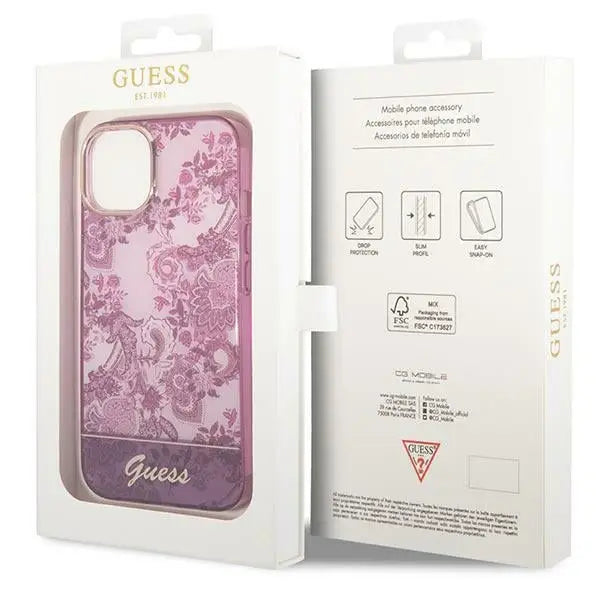 Guess GUHCP14MHGPLHF iPhone 14 Plus 6.7’’ fuchsia/fuschia hardcase Porcelain Collection - Cell phone cases