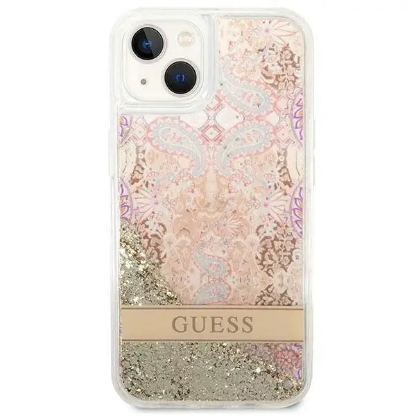 Guess GUHCP14MLFLSD iPhone 14 Plus 6.7’’ gold/gold hardcase Paisley Liquid Glitter - Cell phone cases