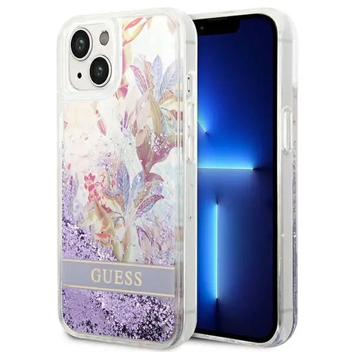 Guess GUHCP14MLFLSU iPhone 14 Plus 6.7 ’violet / purple hardcase Flower Liquid Glitter - Cell phone cases