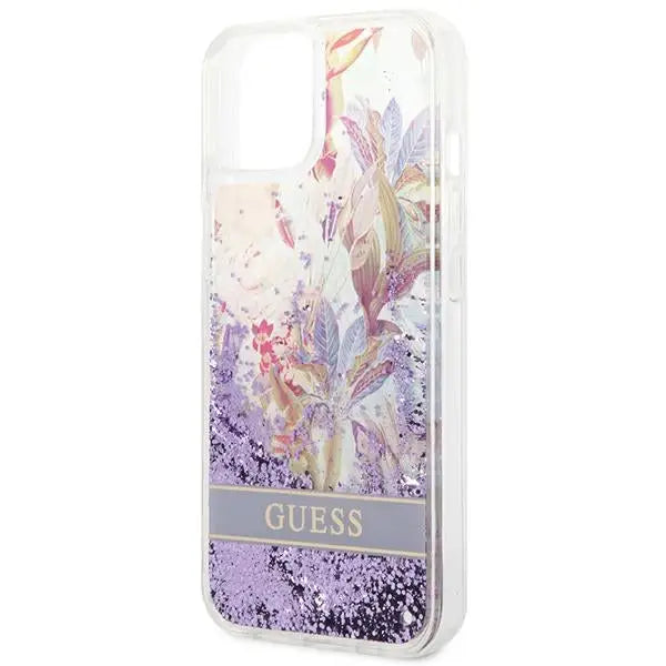 Guess GUHCP14MLFLSU iPhone 14 Plus 6.7 ’violet / purple hardcase Flower Liquid Glitter - Cell phone cases