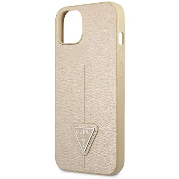 Guess GUHCP14MPSATLE iPhone 14 Plus 6.7’’ beige/beige hardcase SaffianoTriangle Logo - Cell phone cases