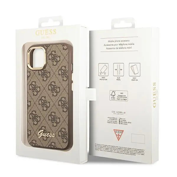 Guess GUHCP14SHG4SHW iPhone 14 6.1’’ brown/brown hard case 4G Vintage Gold Logo - Cell phone cases