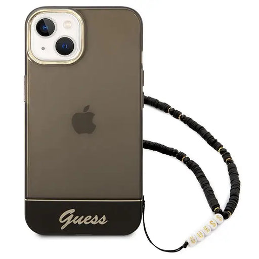 Guess GUHCP14SHGCOHK iPhone 14 6.1 ’black / black hardcase Translucent Pearl Strap - Cell phone cases
