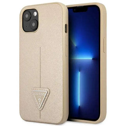 Guess GUHCP14SPSATLE iPhone 14 6,1 ’beige / beige hardcase SaffianoTriangle Logo - Cell phone cases