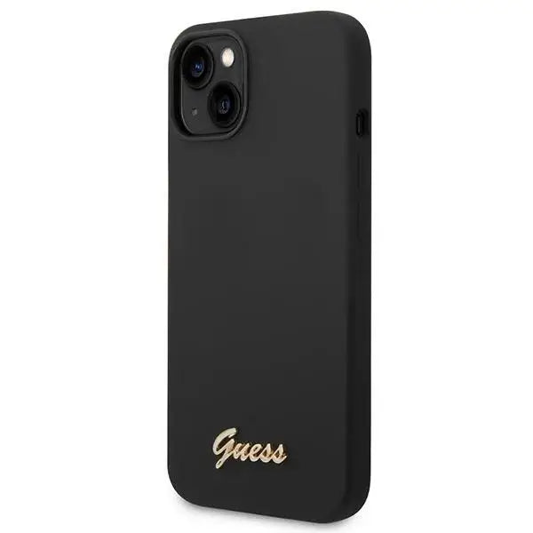 Guess GUHCP14SSLSMK iPhone 14 6.1’’ black/black hard case Silicone Vintage Gold Logo - Cell phone cases