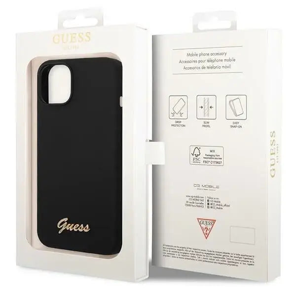 Guess GUHCP14SSLSMK iPhone 14 6.1’’ black/black hard case Silicone Vintage Gold Logo - Cell phone cases