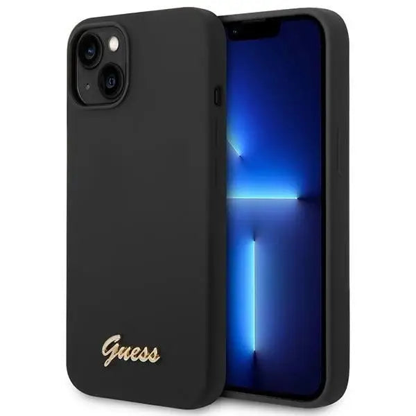 Guess GUHCP14SSLSMK iPhone 14 6.1’’ black/black hard case Silicone Vintage Gold Logo - Cell phone cases