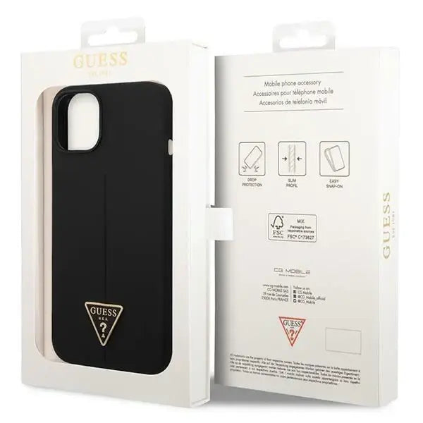 Guess GUHCP14SSLTGK iPhone 14 6.1’’ black/black hardcase Silicone Triangle - Cell phone cases and covers<<<HurtelXML