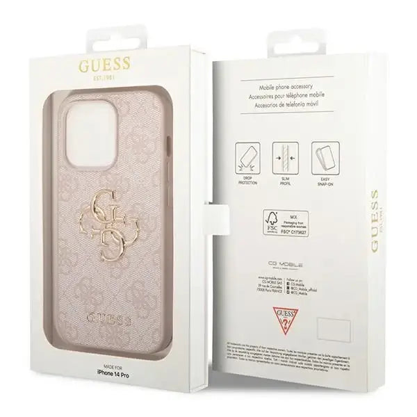 Guess GUHCP14X4GMGPI iPhone 14 Pro Max 6.7’’ pink/pink hardcase 4G Big Metal Logo - Cell phone cases
