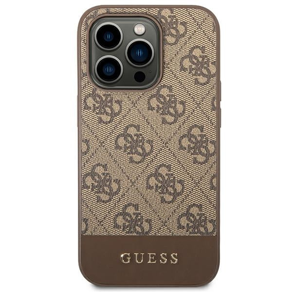 Guess GUHCP14XG4GLBR iPhone 14 Pro Max 6.7’’ brown/brown hard case 4G Stripe Collection - Cell phone cases