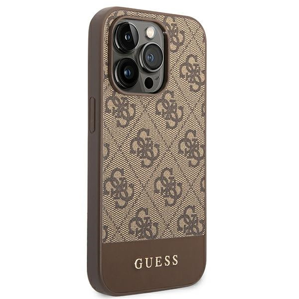 Guess GUHCP14XG4GLBR iPhone 14 Pro Max 6.7’’ brown/brown hard case 4G Stripe Collection - Cell phone cases