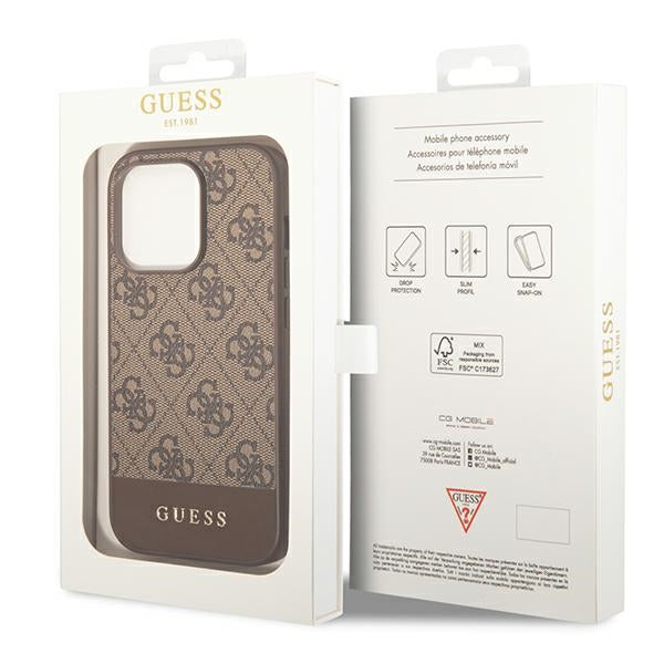 Guess GUHCP14XG4GLBR iPhone 14 Pro Max 6.7’’ brown/brown hard case 4G Stripe Collection - Cell phone cases