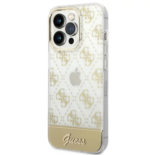 Guess GUHCP14XHG4MHG iPhone 14 Pro Max 6.7 ’gold / gold hardcase 4G Pattern Script - Cell phone cases