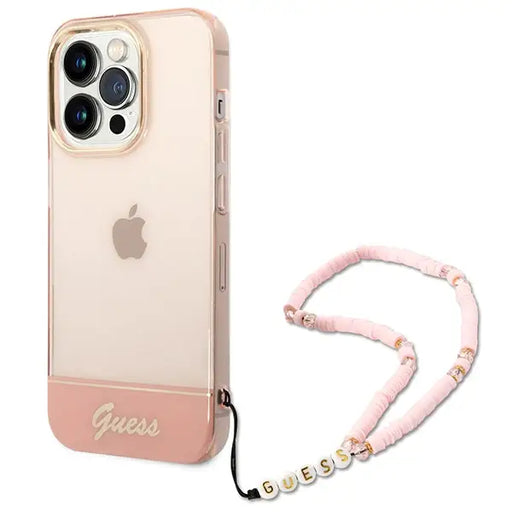 Guess GUHCP14XHGCOHP iPhone 14 Pro Max 6.7’’ pink/pink hardcase Translucent Pearl Strap - Cell phone cases