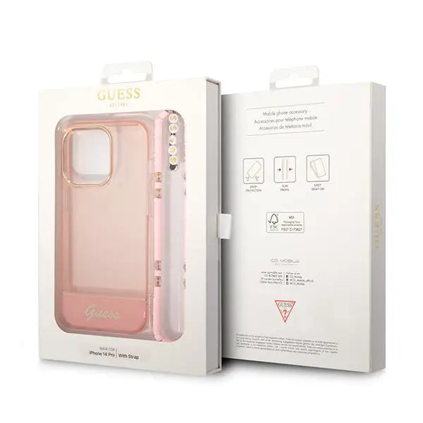 Guess GUHCP14XHGCOHP iPhone 14 Pro Max 6.7’’ pink/pink hardcase Translucent Pearl Strap - Cell phone cases