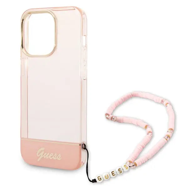 Guess GUHCP14XHGCOHP iPhone 14 Pro Max 6.7’’ pink/pink hardcase Translucent Pearl Strap - Cell phone cases