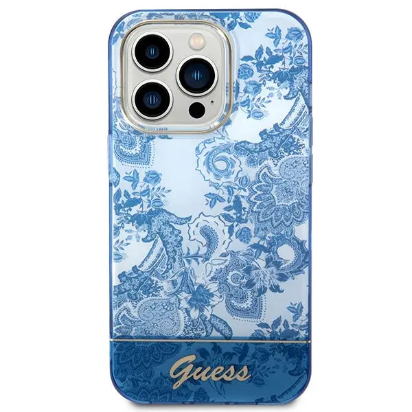Guess GUHCP14XHGPLHB iPhone 14 Pro Max 6.7’’ blue/blue hardcase Porcelain Collection - Cell phone cases