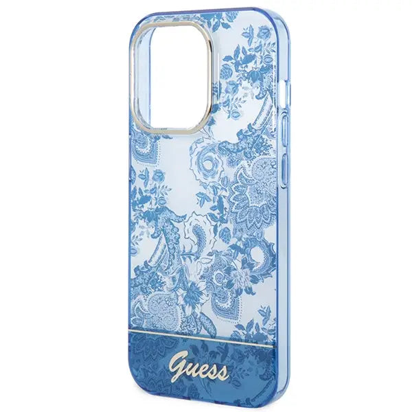 Guess GUHCP14XHGPLHB iPhone 14 Pro Max 6.7’’ blue/blue hardcase Porcelain Collection - Cell phone cases