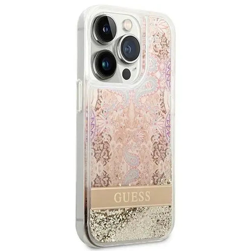 Guess GUHCP14XLFLSD iPhone 14 Pro Max 6.7’’ gold/gold hardcase Paisley Liquid Glitter - Cell phone cases