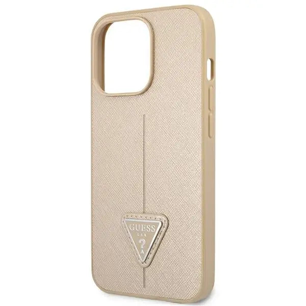 Guess GUHCP14XPSATLE iPhone 14 Pro Max 6,7 ’beige / beige hardcase SaffianoTriangle Logo - Cell phone cases