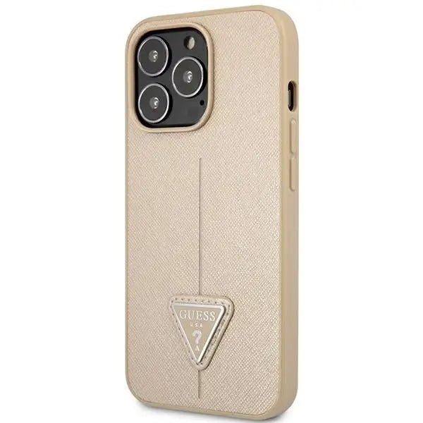 Guess GUHCP14XPSATLE iPhone 14 Pro Max 6,7 ’beige / beige hardcase SaffianoTriangle Logo - Cell phone cases