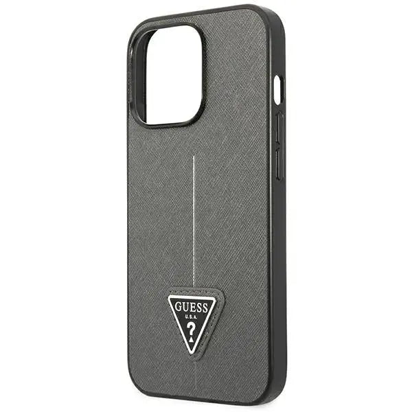 Guess GUHCP14XPSATLG iPhone 14 Pro Max 6.7 ’silver / silver hardcase SaffianoTriangle Logo - Cell phone cases