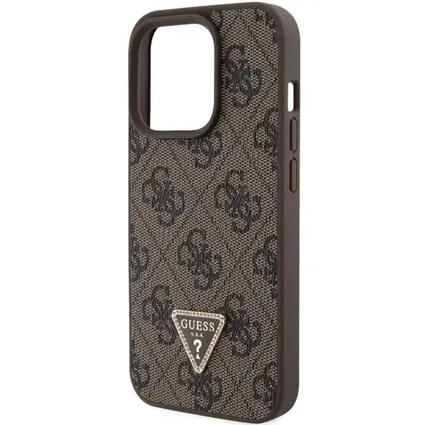 Guess GUHCP15LP4TDPW iPhone 15 Pro 6.1’’ brown/brown hardcase Leather 4G Triangle Strass - Cell phone cases