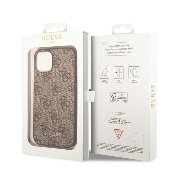 Guess GUHCP15MG4GFBR iPhone 15 Plus 6.7’’ brown/brown hard case 4G Metal Gold Logo - Cell phone cases