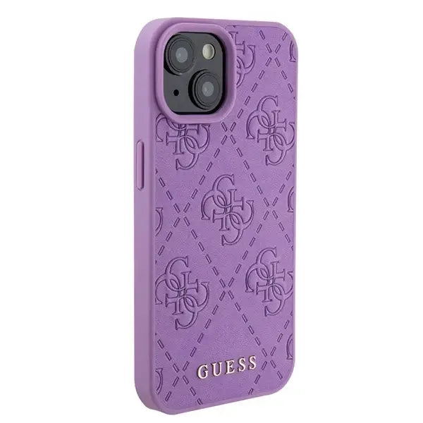 Guess GUHCP15SP4EPMU iPhone 15 6.1’’ purple/light purple hardcase Leather 4G Stamped - Cell phone cases