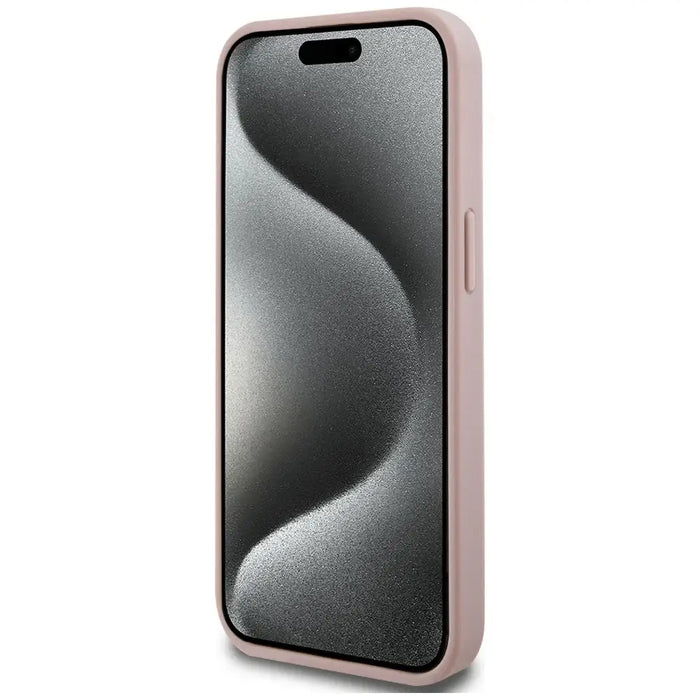 Guess GUHCP15SPCRTHCP iPhone 15 6.1’’ pink/pink hardcase Croco Triangle Metal Logo - Cell phone cases