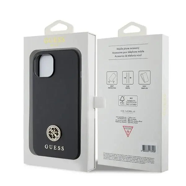 Guess GUHCP15SPS4DGPK iPhone 15 6.1’’ black/black hardcase Strass Metal Logo - Cell phone cases and covers<<<HurtelXML