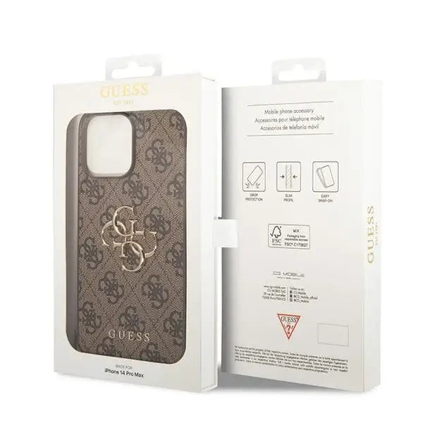 Guess GUHCP15X4GMGBR iPhone 15 Pro Max 6.7’’ brown/brown hardcase 4G Big Metal Logo - Cell phone cases