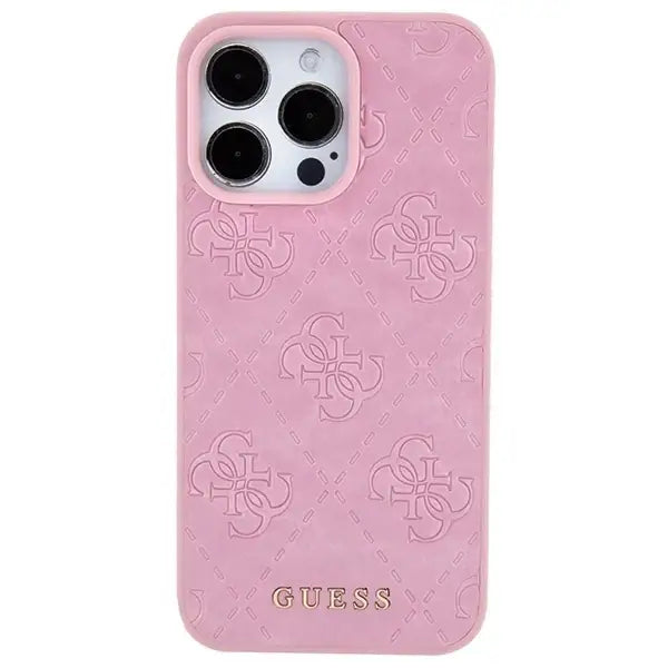 Guess GUHCP15XP4EPMP iPhone 15 Pro Max 6.7’’ pink/pink hardcase Leather 4G Stamped - Cell phone cases