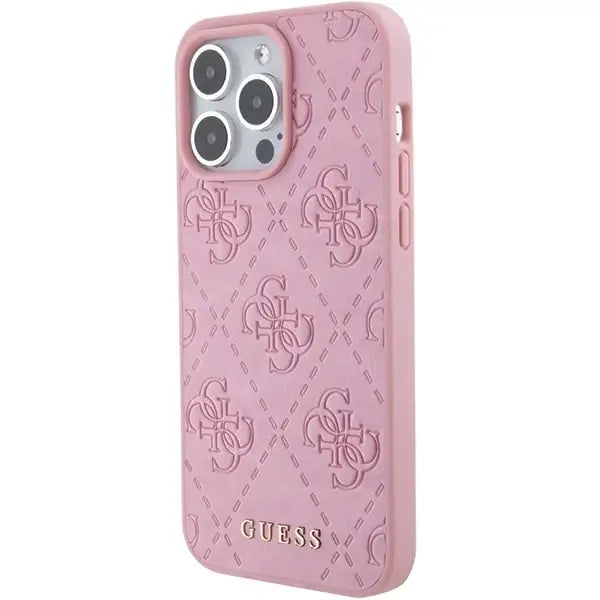 Guess GUHCP15XP4EPMP iPhone 15 Pro Max 6.7’’ pink/pink hardcase Leather 4G Stamped - Cell phone cases