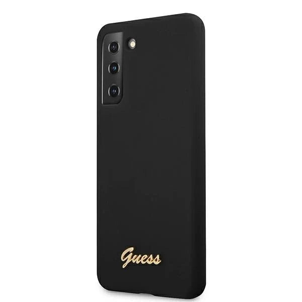 Guess GUHCS21MLSLMGBK S21+ G996 czarny/black hardcase Silicone Script Metal Logo - Cell phone cases
